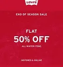 Levis Cloting END OF SEASON SALE, Get FLAT 50% OFF