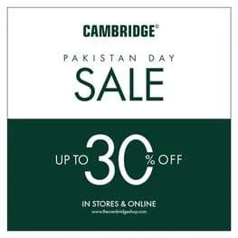 Cambridge clothing brand offers Pakistan Day Sale