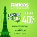 Gul Ahmed Idea clothing and home textile store offers Pakistan Day Sale