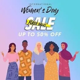 Just4girls cosmetics and body care store offers Women Day Sale