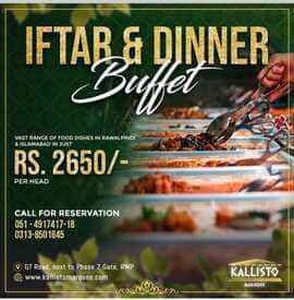 Kallisto Marquee offer Iftar + Dinner Buffet