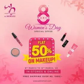 WB Stores herbal and cosmetic store offers Women Day Sale