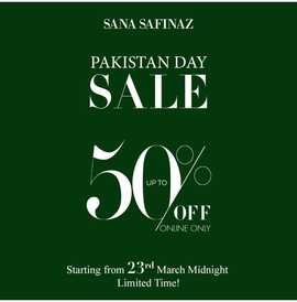 Sana Safinaz women clothing brand offers Pakistan Day Sale