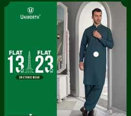 Uniworth men clothing brand offer Pakistan Day Sale