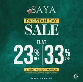 SAYA clothing brand offers Pakistan Day Sale