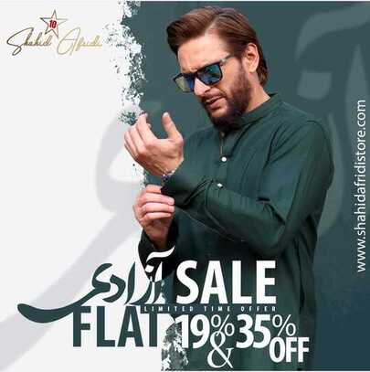 Shahid Afridi men and kids clothing store Azaadi Sale