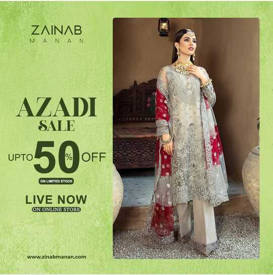 Zainab Manan Clothing Azadi Sale 2024